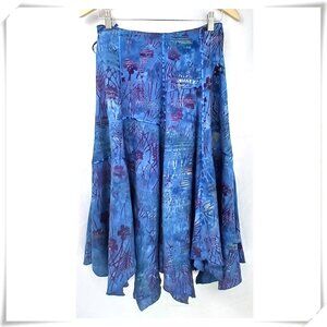 The Pyramid Collection Blue Purple Festival Handkerchief Midi Skirt Like New
